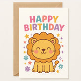 Kids Birthday Card – “Happy Birthday” Baby Lion - Greeting Card